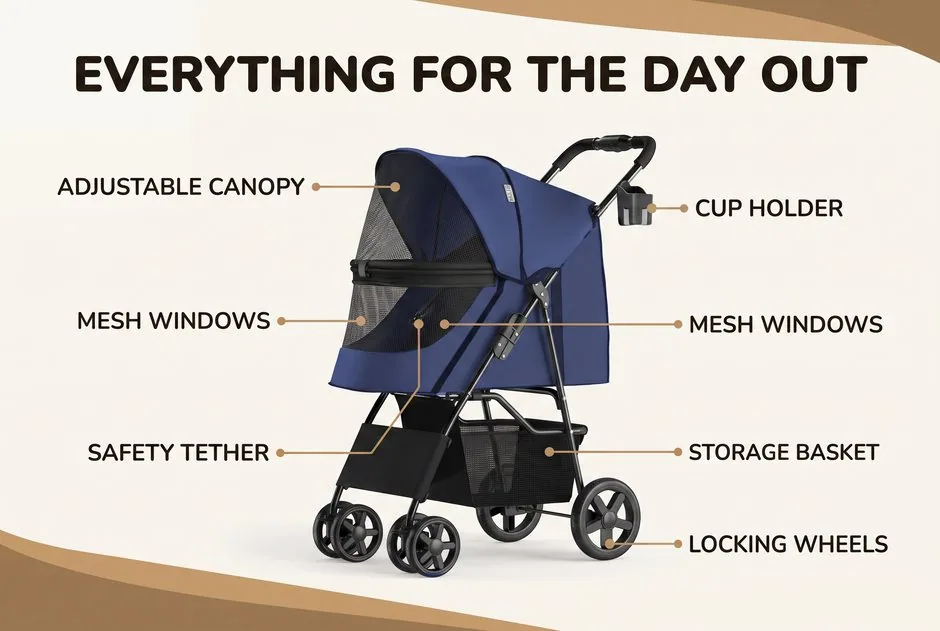 4-Wheel Pet Stroller feature detail