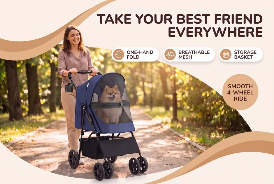 4-Wheel Pet Stroller feature detail